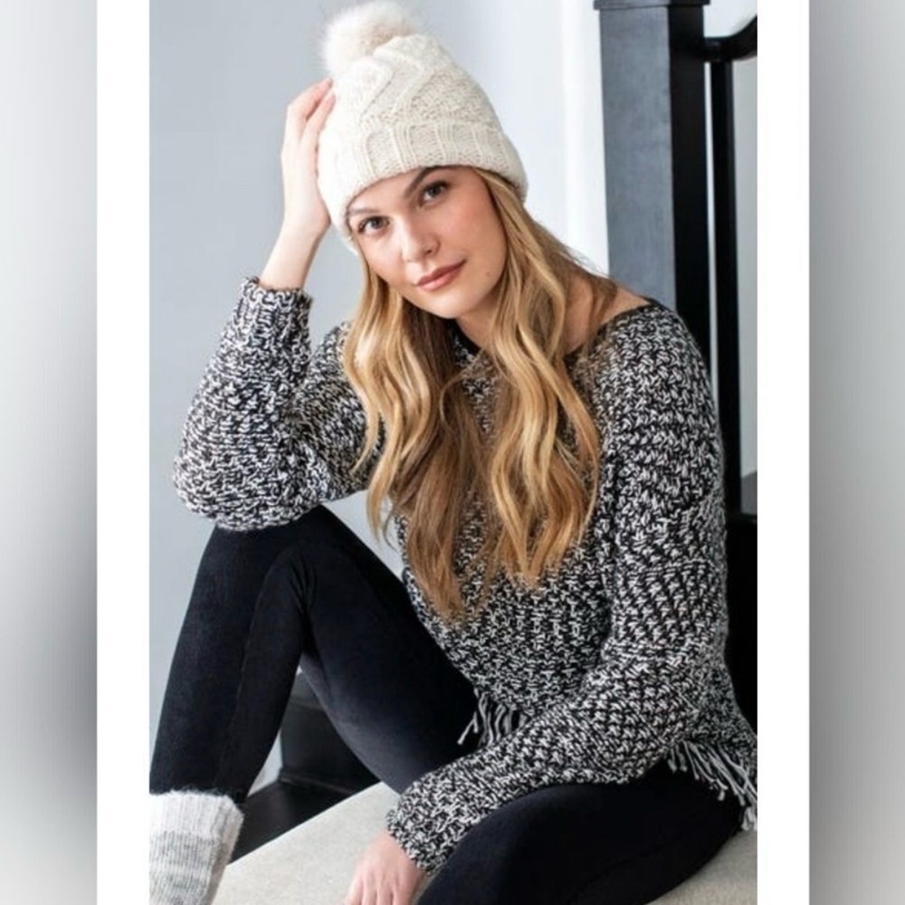 Tribal Oversized Fringed High Low Sweater